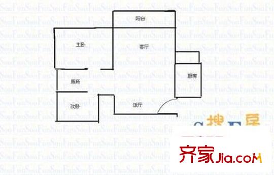 四公里小區(qū)戶型圖四公里 2室 戶型圖 2室1廳1衛(wèi)1廚