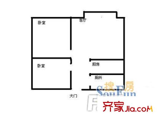 康定大廈 2室 戶型圖