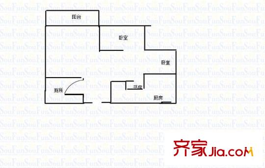 康定大廈 3室 戶型圖