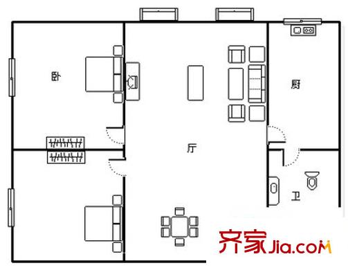 渝建村 2室 戶型圖