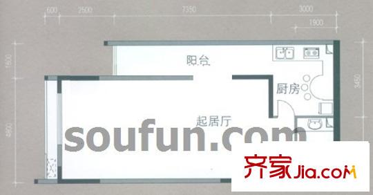 新重慶公寓戶型圖A1 1室1衛(wèi)1廚