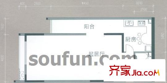 新重慶公寓戶型圖A2 1室1衛(wèi)1廚