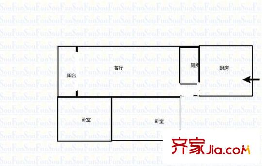 華一坡小區(qū) 2室 戶型圖
