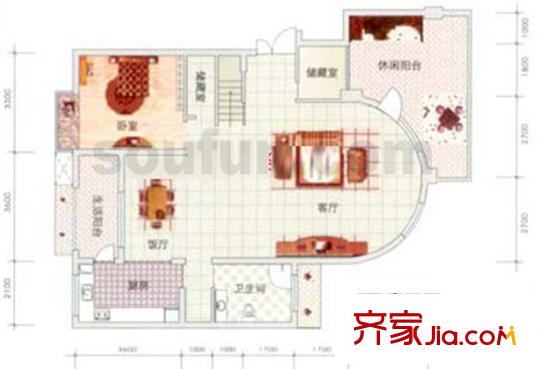 南方上格林陽光美谷戶型圖藍天園C 5室2廳3衛(wèi)1廚