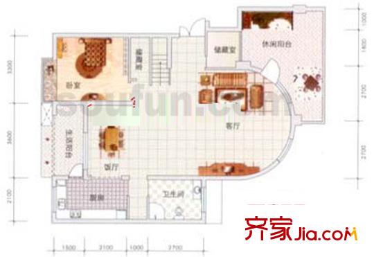 南方上格林陽光美谷戶型圖藍天園B 4室2廳3衛(wèi)1廚