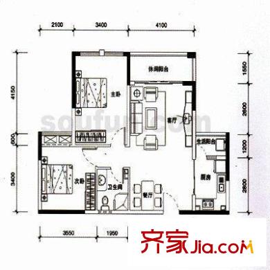 大地興城 2室 戶型圖