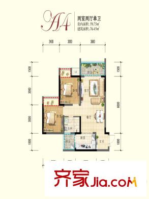 貝蒙天地錦軒一期高層所有樓棟標(biāo)準(zhǔn)層A4戶型 2室2廳1衛(wèi)