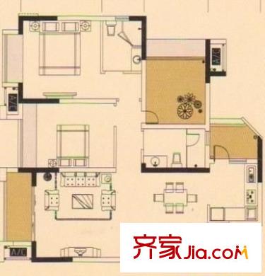 前衛(wèi)江畔 3室 戶型圖