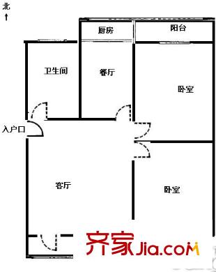 前衛(wèi)江畔 1室 戶型圖
