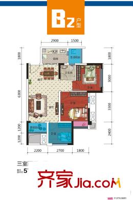 葛洲壩微客公館一期高層1、2幢標(biāo)準(zhǔn)層B2戶型 2室2廳1衛(wèi)1廚