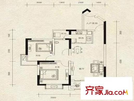 東湖雅苑 2室 戶型圖