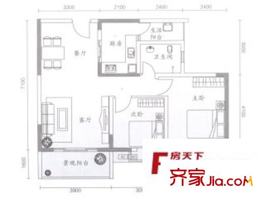 東湖雅苑 2室 戶型圖