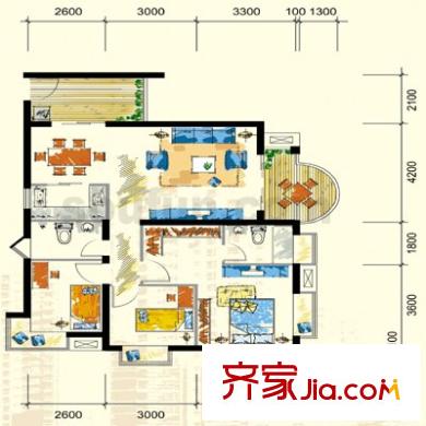 帝景名苑3室 戶型圖