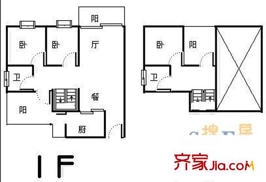 曦圓理工佳苑 3室 戶型圖