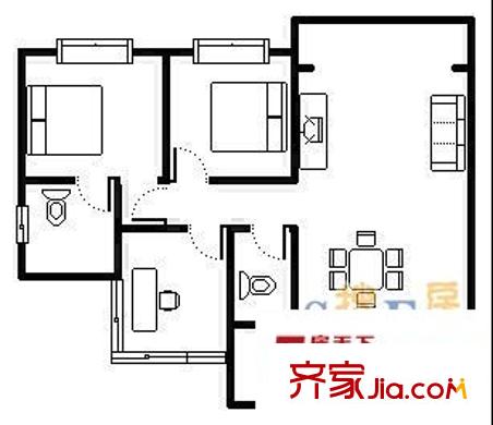 曦圓理工佳苑 3室 戶型圖