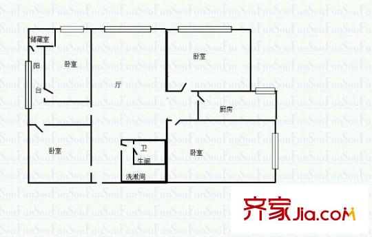 商檢大廈 3室 戶型圖
