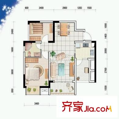 日月山莊 2室 戶型圖