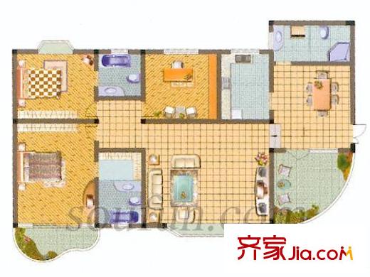 日月山莊戶型圖戶型圖 3室2廳3衛(wèi)1廚