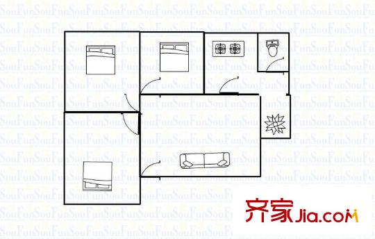劉家崗 3室 戶型圖