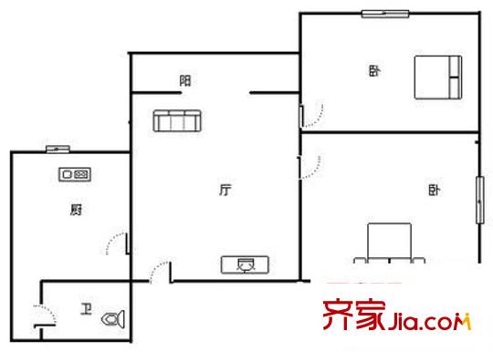 劉家崗 2室 戶型圖