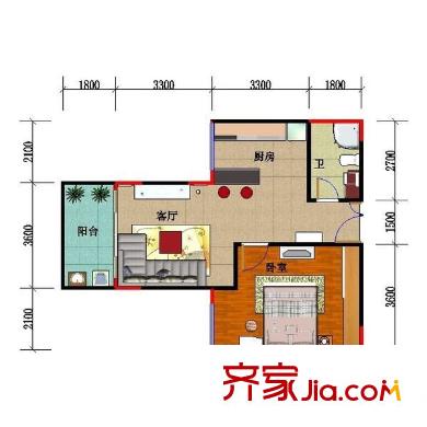 金色港灣 1室 戶型圖
