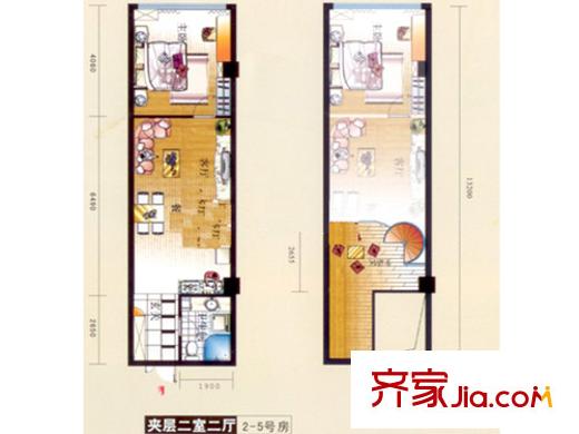 陽(yáng)光星座戶型圖夾層 2室2廳1衛(wèi)1廚