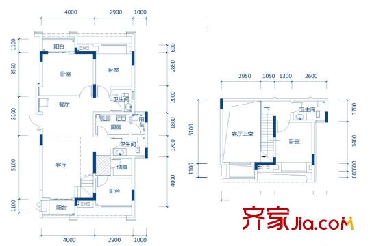 浩博幾米陽光一期8-19號樓標準層A戶型 3室2廳3衛(wèi)1廚
