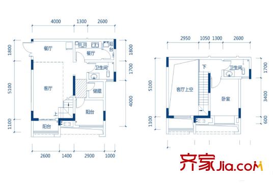 浩博幾米陽光一期8-19號樓標準層C戶型 1室2廳2衛(wèi)1廚