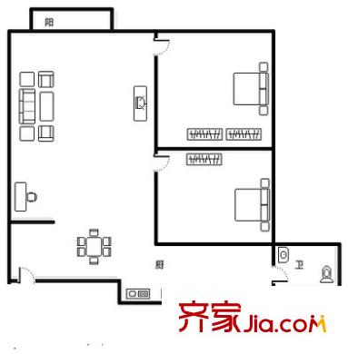 天緣居 2室 戶型圖