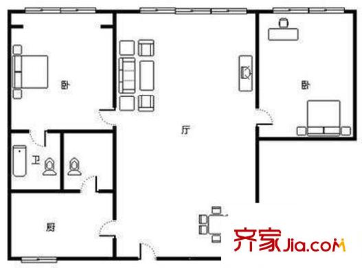 時(shí)代豪苑 2室 戶型圖