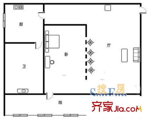 都市庭園戶型圖都市庭院8 1室1廳1衛(wèi)1廚