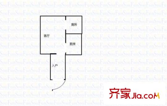 都市庭園 1室 戶型圖