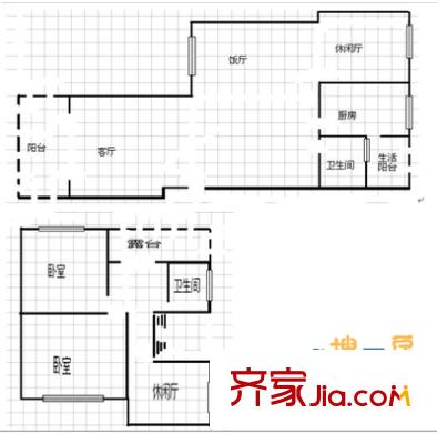 銀座花苑戶型圖銀座花園 2室 戶型圖 2室2廳1衛(wèi)1廚