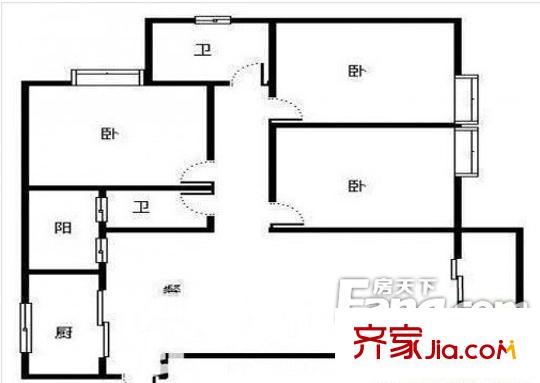銀座花苑戶型圖 銀座花園 戶型圖 3室2廳1衛(wèi)1廚