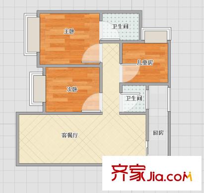 銀座花苑 3室 戶型圖