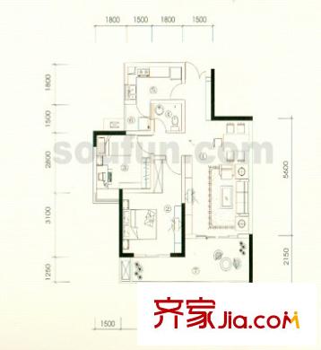 馨蒂麗苑 2室 戶型圖