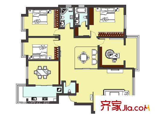 銀座花苑戶型圖銀座花園 4室2廳2衛(wèi)1廚