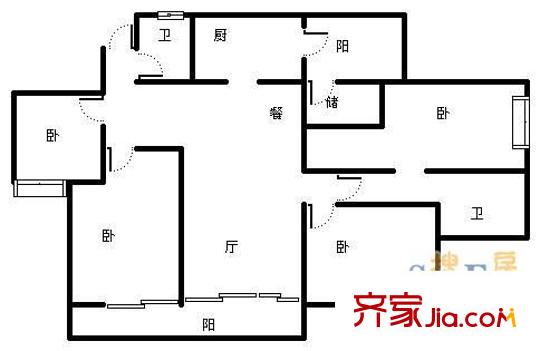 銀座花苑戶型圖銀座花園 4室 戶型圖 4室2廳2衛(wèi)1廚