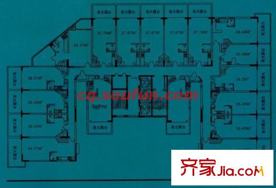 圍城國際公寓戶型圖標(biāo)準(zhǔn)偶數(shù)層平面圖戶型 