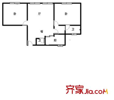 圍城國際公寓 2室 戶型圖