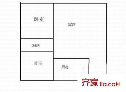 龍庭雅居戶型圖2.1.1.1 2室1廳1衛(wèi)1廚