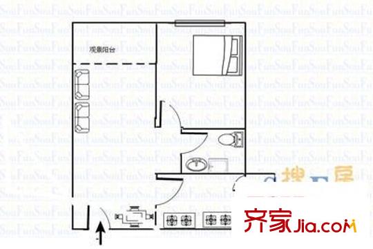 龍城靜園 1室 戶型圖