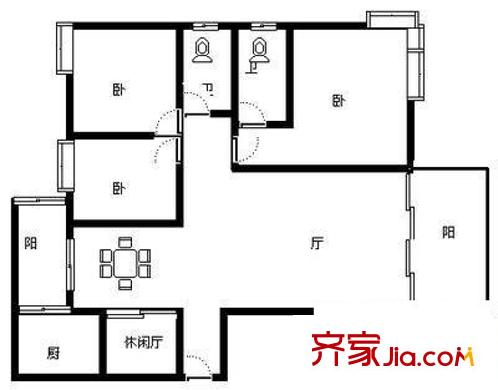 龍湖楓香庭 3室 戶型圖