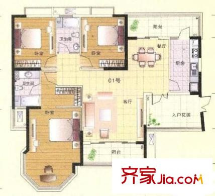 龍城靜園 3室 戶型圖