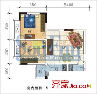天河名港戶型圖1室 1室1廳1衛(wèi)1廚
