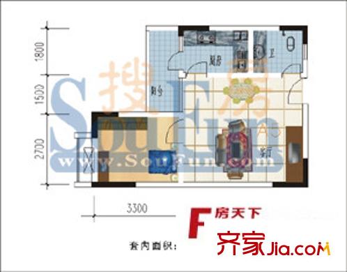 天河名港戶型圖1室 1室1衛(wèi)1廚