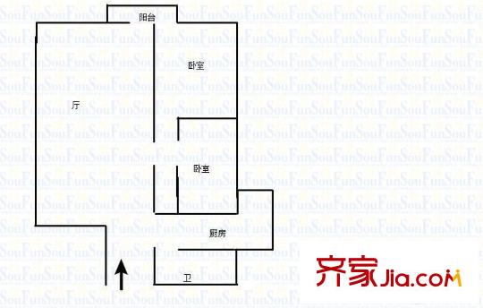建新東路小區(qū) 2室 戶型圖