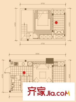美麗時光戶型圖二期24號樓標準層35平方米房戶型 1室1廳1衛(wèi)1廚