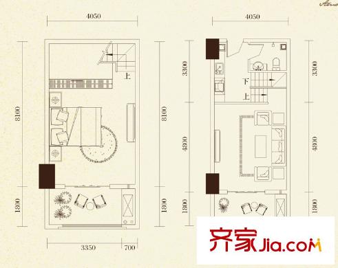 美麗時光戶型圖二期23/24號樓標準層13戶型 1室1廳1衛(wèi)1廚