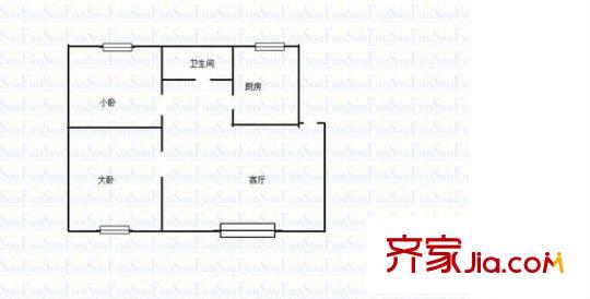 石小路小區(qū) 2室 戶型圖